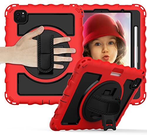 KEYWANTS Custodia per iPad Pro 11 e Air 4 generazione da 10,9 pollici, in silicone resistente alle cadute, per bambini, con fessura e supporto, colore: rosso