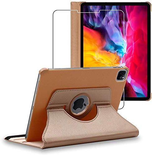 ebestStar Cover per iPad Air (2020) 10.9, iPad Air 4 Apple, Custodia Protezione Rotazione 360, Pelle PU, Dorato + Vetro Temperato