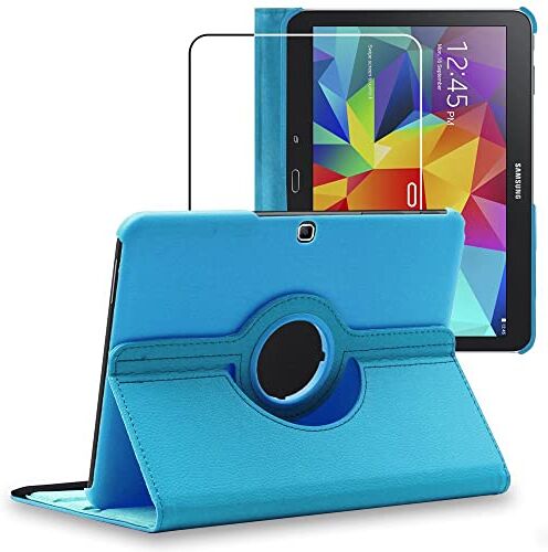 ebestStar Cover per Samsung Galaxy Tab 4 10.1 SM-T530, T533 T531 T535, Custodia Protezione Rotazione 360, Pelle PU, Blu + Vetro Temperato