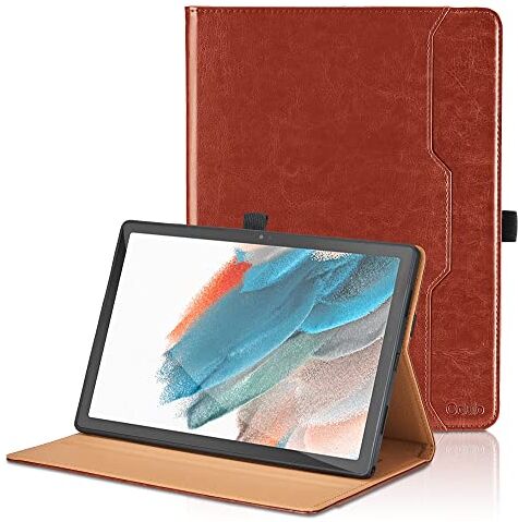 Oduio Custodia per Samsung Galaxy Tab A8 2021/2022 10.5 pollici (SM-X200/SM-X205) Pelle Tablet Case, Multi-angli Supporto Pieghevole Cover Protettiva con Tasca, Pencil Loop, Auto Sveglia/Sonno Marrone