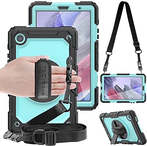 TECHGEAR Custodia Compatibile con Samsung Galaxy Tab A7 Lite 8.7" (SM-T220 / SM-T225), Cover Antiurto Resistente Supporto Integrato Girevole a 360 Gradi, Cinturino a Mano e Tracolla Attaccabile