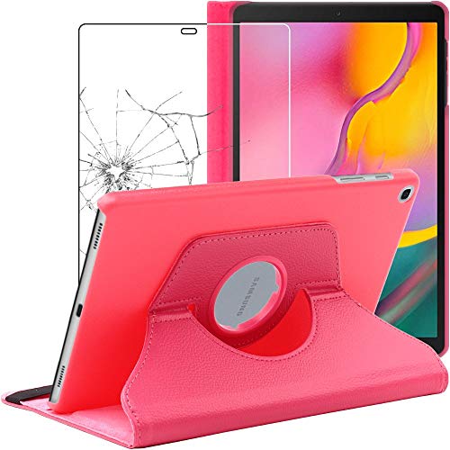 ebestStar Cover per Samsung Galaxy Tab A 10.1 2019 T510 T515, Custodia Protezione Rotazione 360, Pelle PU, Rosa + Vetro Temperato