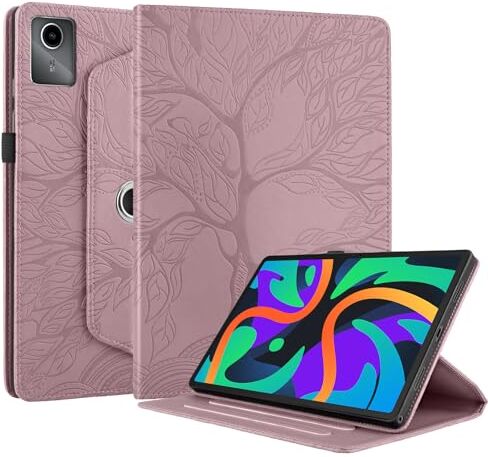 Succtopy Cover Compatibile con Lenovo Tab M11 11 Pollici 2024 (TB330) 360 Gradi di Rotazione Girevole Case Protettiva con Porta Penna Custodia Lenovo Tab M11 11" 2024 Oro Rosa