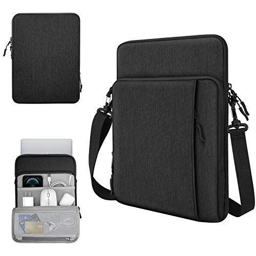 TiMOVO Custodia per Laptop da 13,3'' Borsa a Tracolla per iPad PRO 12.9 2022/2021/2020, MacBook Air 2022-2018, MacBook PRO 2022-2016, Galaxy Tab S9+/S8+ 12.4", Surface PRO 9/8, Nero