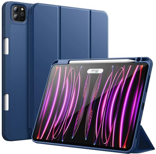 JETech Custodia per iPad Pro 11 Pollici (Modello 2022/2021/2020), con Portapenne, Supporta la Ricarica di Pencil 2a Gen, Cover Tablet Sottile con Retro in Morbido TPU (Navy)