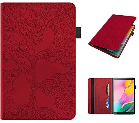 Tedtik Samsung Galaxy Tab A 10.1" Slim Case 2019 PU Leather Flip Cover Wallet Stand Function Tablet Protective Case with Card Slot and Pen Holder for Samsung Tab A 2019 10.1 Inch SM-T510/SM-T515-RED