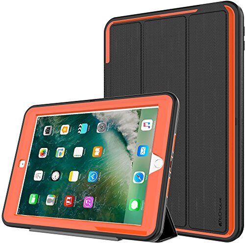 TECHGEAR D-Fence Custodia Compatibile con Nuovo Apple iPad 9.7 "(2018/2017) Custodia Sottile Resistente all'impatto e agli Urti Custodia Cover per i Bambini, Costruttori e Offici (Arancione)