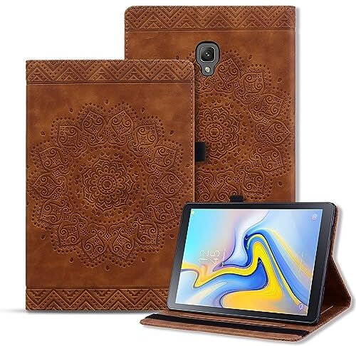 Rosbtib Custodia Protettiva per Samsung Galaxy Tab A 10.5" (2018) SM-T590/ T595 Pelle PU Flip Cover con Funzione di Supporto Slot Schede Floreale Mandala Cover Galaxy Tab A 10.5 Pollici, Marrone