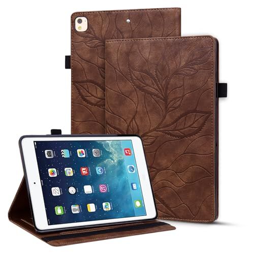 Vaitasy Custodia per iPad 10.2" 2021/2020/2019 iPad Air 10.5" 2019, Pelle PU Custodia con Pencil Holder Cover per iPad 10.2" 9./8./7. Generation Albero della Vita Marrone