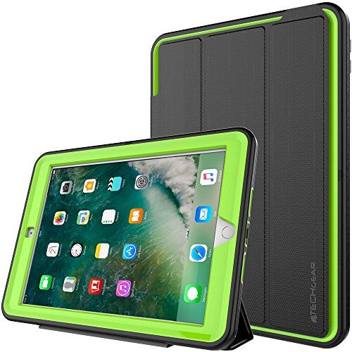 TECHGEAR D-Fence Custodia Compatibile con Nuovo Apple iPad 9.7 "(2018/2017) Custodia Sottile Resistente all'impatto e agli Urti Custodia Cover per i Bambini, Costruttori e Offici (Verde)