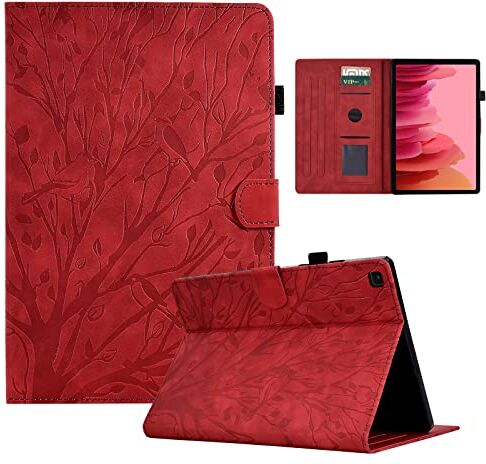 LSPCASA Cover Tablet Samsung A7 Per Samsung Galaxy Tab A7 10.4 SM-T500/T505 Materiale In Pelle PU Ombra Dell'Albero Custodia Supporto Auto Wake/Sonno Cover Samsung Tab A7 Rosso