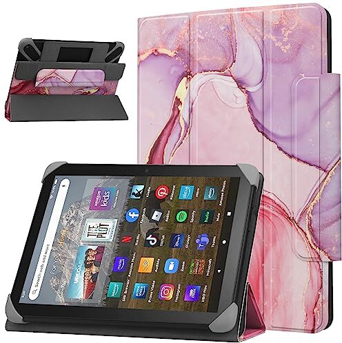 HoYiXi Custodia universale per Tablet da 7-8 pollici con Supporto pieghevole Custodia Cover protettiva per tablet da 7"-8" Samsung Galaxy Tab/Lenovo/HUAWEI/Fire Tablet marmo rosa