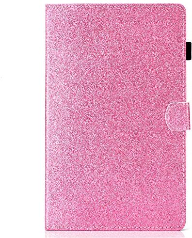 HereMore Cover Samsung Galaxy Tab E 9.6 SM-T560/T561N, Custodia Brillantini Glitter Antiurto Protettiva Caso con Porta Penna e Tasca per Le Schede per Samsung Galaxy Tab E 9.6" Tablet, Rosa