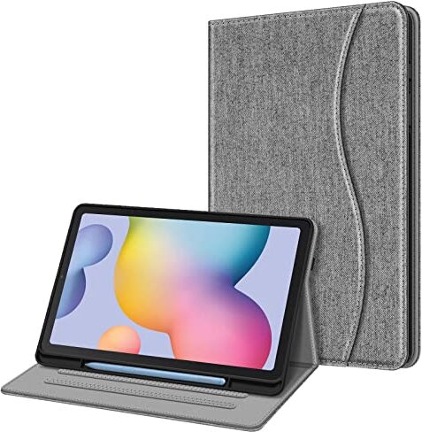 FINTIE Custodia per Samsung Galaxy Tab S6 Lite 10.4'' 2024/2022/2020 (SM-P620/P625/P613/P619/P610/P615) con S Pen Holder [SlimShell] Multi-angli Leggero Morbida TPU Cover Case, Grigio