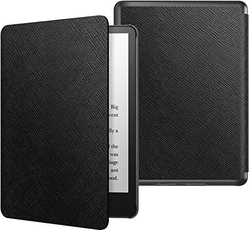 MoKo Custodia per Kindle Paperwhite 11ª Generazione (Modello 2021), Schermo da 6,8", Custodia Protettiva in Policarbonato di Stile Semplice e Elegante, Nero & Venatura di Pietra