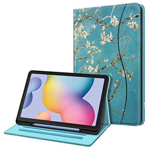 FINTIE Custodia per Samsung Galaxy Tab S6 Lite 10.4'' 2024/2022/2020 (SM-P620/P625/P613/P619/P610/P615) con S Pen Holder [SlimShell] Multi-angli Leggero Morbida TPU Cover Case, Blossom