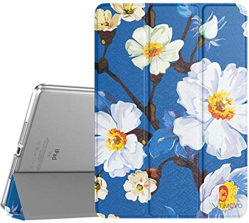 TiMOVO Custodia per Nuovo iPad 9a Gen 2021, iPad 8a Gen 2020/iPad 7a Gen 10.2" 2019, Ultra Sottile Cover Auto Sveglia/Sonno con Retro Semi-trasparente Rigido per Tablet, Fiori del Pesco