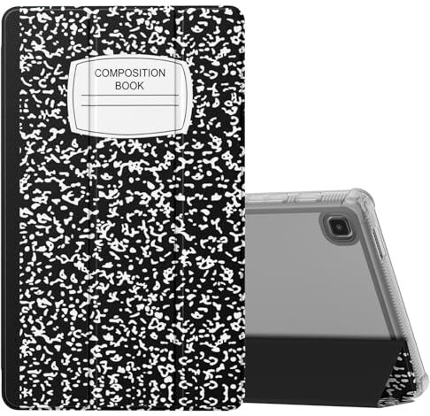 MoKo Custodia Protettiva Compatibile con Samsung Galaxy Tab A7 Lite 8,7" (SM-T225/SM-T220/SM-T227) 2021 Tablet, Retro Trasparente in TPU Ultra Sottile Leggero, Custodia in Tre-Ante, Quaderno Nero