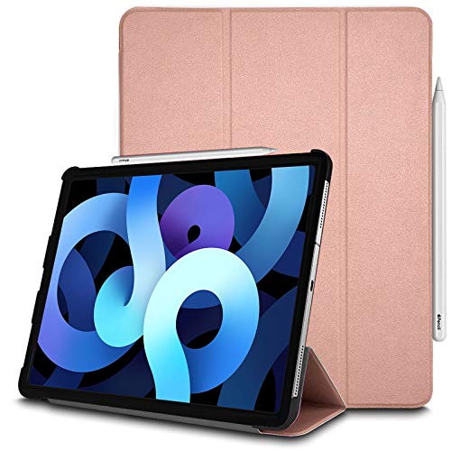TECHGEAR iPad Air 4 Custodia (4 Generazione) Smart Case Cover Tri-Fold [Compatibile con Penna] con Protezione d'angolo [Spegnimento/Sveglia Automatico] per iPad Air 10.9" 2020 Oro Rosa
