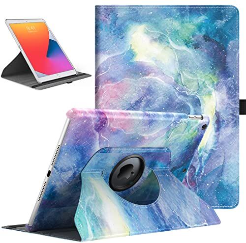 TiMOVO Custodia Protettiva, Ruotare compatibile con Nuovo iPad 9a Gen 2021, iPad 8a Gen 2020/iPad 7a Gen 10.2" 2019, con Ricarica, Supporto 3 Sezioni Nebulose Fantastiche