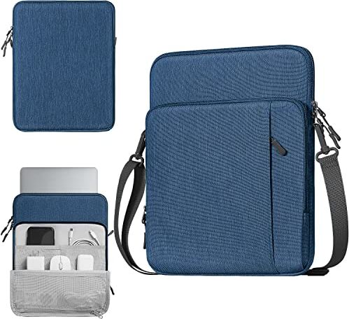 TiMOVO Custodia per Laptop da 13,3-14" Borsa a Tracolla per Surface PRO 9/8/X, MacBook Air 2022-2018, Galaxy Tab S9+ 12,4", Surface PRO 9/8, Blu