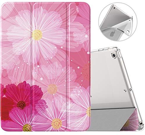 MoKo Cover per Nuovo 10,2" iPad 9 2021/8 2020 / iPad 7 2019, Custodia Ultra Sottile Leggero Tri-fold Auto Sveglia/Sonno con Retro Semi-trasparente in TPU per iPad 10.2 Pollici Cosmea