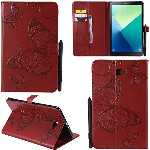 Ooboom ® Samsung Galaxy Tab A 8.0 2017 Custodia 3D Farfalla Modello Flip in Pelle PU Cuoio Premio Copertura Case Cover Wallet Kickstand Supporto con ID Credito Carta Titolare Rosso