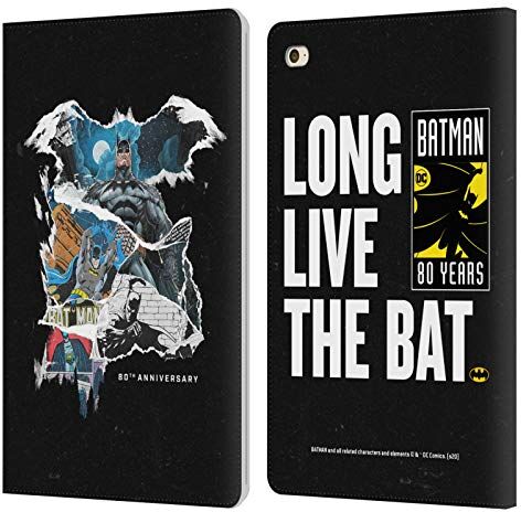 Head Case Designs Licenza Ufficiale Batman DC Comics Logo Fogli Strappati 80esimo Anniversario Custodia Cover in Pelle a Portagoglio Compatibile con Apple iPad mini 4