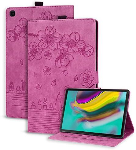 Succtopy Custodia Samsung Galaxy Tab S5e 10.5 Pollici 2019,Cover in Pelle PU Flip Portafoglio con Porta Penna Samsung Tab S5e,Custodia Protettiva con Slot Card Galaxy Tab S5e SM-T720/T725,Rosso Rosa