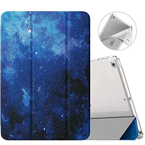 MoKo Cover per iPad 10,2" iPad 9a gen 2021 / 8a Gen. 2020 / 7a Gen. 2019, Custodia Ultra Sottile Leggero Tri-fold Auto Sveglia/Sonno con Retro Semi-trasparente in TPUCielo Stellato Blu