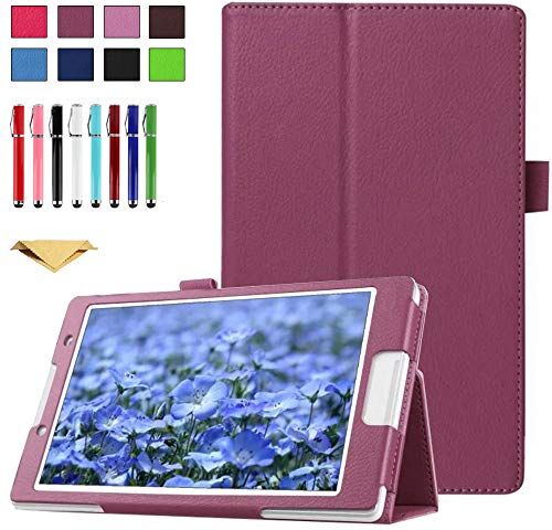 TianTa Custodia per Huawei Mediapad M3 Lite 8.0, Custodia in Pelle PU Folio Stand Cover Protettiva per Huawei Mediapad M3 Lite 8.0" Tablet CPN-W09/AL00, Viola