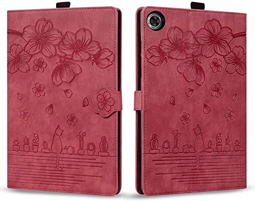 Rosbtib Custodia per Lenovo Tab M10 FHD Plus 10,3" 2020, PU Pelle Flip Cover con Magnetica Slot per schede Cover Lenovo Tab M10+/ Plus, Rosso