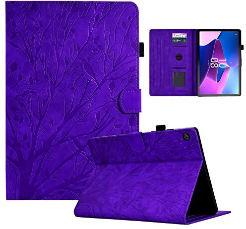 LSPCASA Cover Lenovo Tab M10 Plus 3rd Gen Materiale In Pelle PU Ombra Dell'Albero Cover Supporto Auto Wake/Sonno Custodia Lenovo Tab M10 Plus 3rd Gen Viola