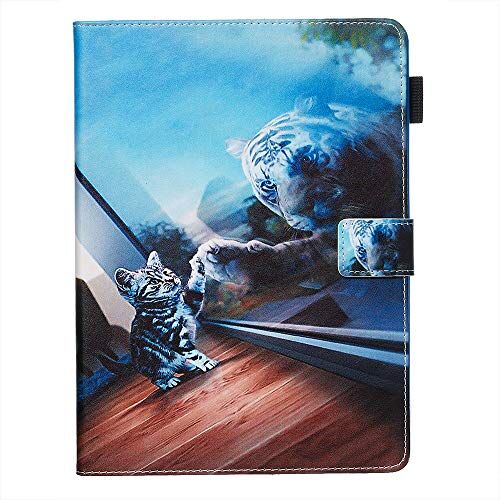 VQWQ Custodia per Huawei Mediapad M5 Lite 10,1" Custodia in Pelle Flip Wallet Cover a Libro con Porta Carte Portafoglio Dipinto Custodia per Huawei Mediapad M5 Lite 10,1" [Animale] -Lupo