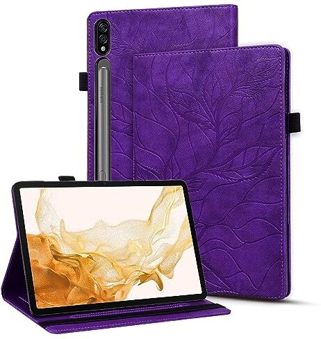 Vaitasy Custodia per Samsung Galaxy Tab S9 2023/ S8 2022/ S7 11 Pollici, Pelle PU Cover con Pencil Holder Custodia per Galaxy Tab S9 FE 10.9" Albero della Vita Viola