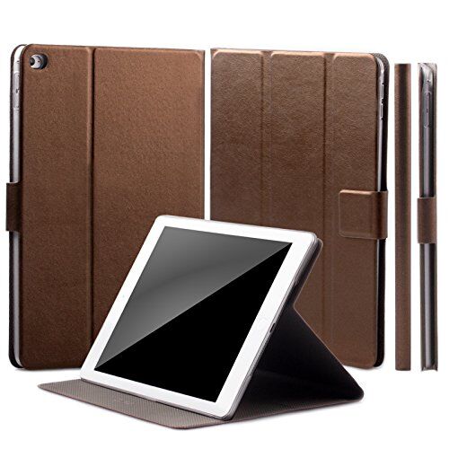 iCues Apple iPad Air 2 Manzano Bag   360 Funzione Stand Cucciolo Marrone Metallizzato   Premium Stand Luce supplementare in Pelle Molto Sottile Libro incernierato Custodia Cover Case Tasca Borsa