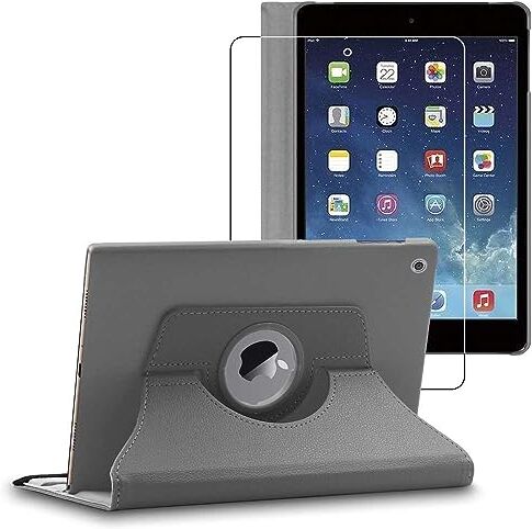 ebestStar Cover per iPad Mini 1/2/3 Apple, Custodia Protezione Rotazione 360, Pelle PU, Grigio + Vetro Temperato