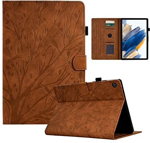 LSPCASA Cover Tablet Samsung A8 Per Samsung Galaxy Tab A8 10.5 (2021) SM-X200/X205 Materiale In Pelle PU Ombra Dell'Albero Cover Supporto Auto Wake/Sonno Custodia Tablet Samsung A8 Marrone