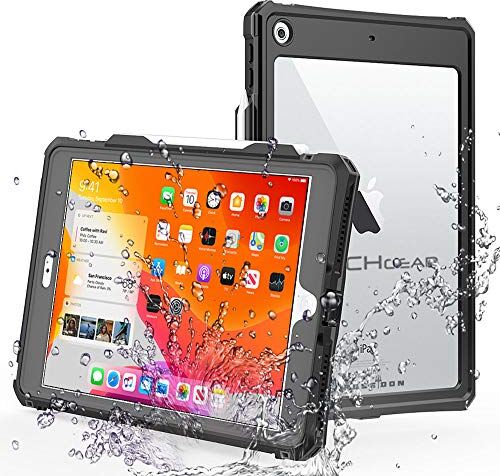 TECHGEAR Custodia Impermeabile per iPad 10.2" 2021/2020/2019 [Cover Poseidon] Custodia Sottile Antiurto Cover Impermeabile con la Pellicola Protettiva Integrata + Supporto e Tracolla per iPad 9/8 /7