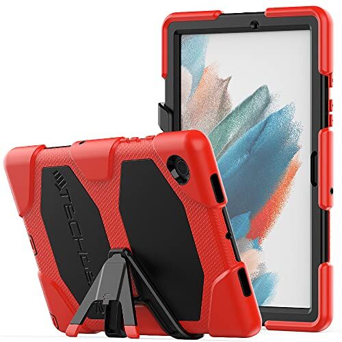 TECHGEAR Custodia Robusta Compatibile con Samsung Galaxy Tab A8 10.5" 2022 (SM-X200 / SM-X205) Resistente agli Urti e all'impatto Cover con Supporto per i Bambini, Lavoro e Scuola [Rosso]