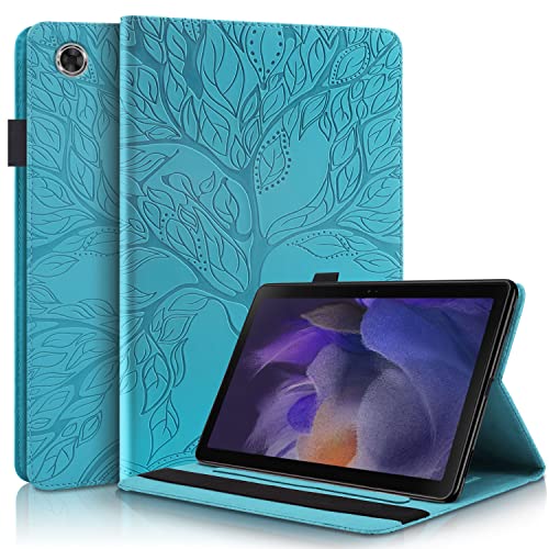 Rosbtib Custodia Galaxy Tab A8 10,5" 2022 2021 (SM-X207/ SM-X205/ SM-X200), Flip Cover in pelle PU con Funzione di Supporto Slot Schede Slot Penna Modello Life Tree Cover Samsung Tab A8 Blu