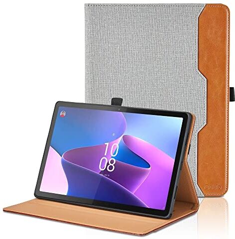 Oduio Custodia per Lenovo Tab P11 Pro 2nd 2022 11.2 pollici Pelle Tablet Case, Multi-Angli Supporto Pieghevole Cover Protettiva con Tasca, Pencil Loop, Auto Sveglia/Sonno Grigio