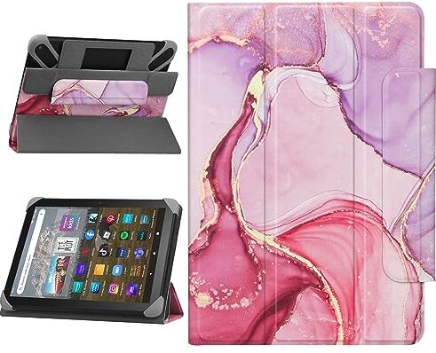 HoYiXi Custodia universale per Tablet da 9-11 pollici Samsung Galaxy Tab/Lenovo/PRITOM/Fire Tablet con Supporto pieghevole Custodia Cover protettiva per tablet da 9 10.1 11" marmo rosa