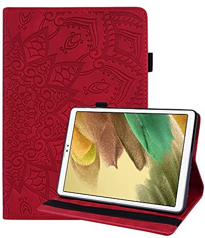 ONETHEFUL  Custodia Libro Cover per Samsung Galaxy Tab A7 Lite 8.7" 2021 T220 T225 Tablet Custodie Protettiva Covers con Stand e PU Pelle - Rosso