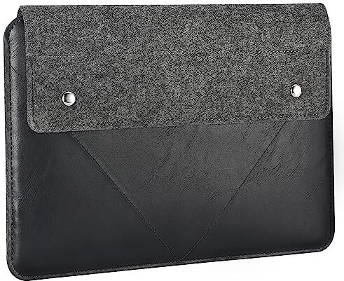 MoKo Custodia per iPad Air 5/4 10.9, Galaxy Tab S8 11", iPad 9a Gen 10.2", Surface Go 2 10.5" 2020, iPad PRO 11 2021, iPad PRO 10.5/9.7, Case in Feltro e Pelle PU, Durevole, Grigio Scuro/Nero Rugoso