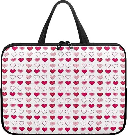 Surwin Custodia per Laptop, Motivo Amore Cuore Custodia Notebook Laptop Sleeve Impermeabile Custodia Sleeve con Manico e Cerniera Sleeve per Laptop Antiurto (13 pollici,Cuore d'amore rosa)