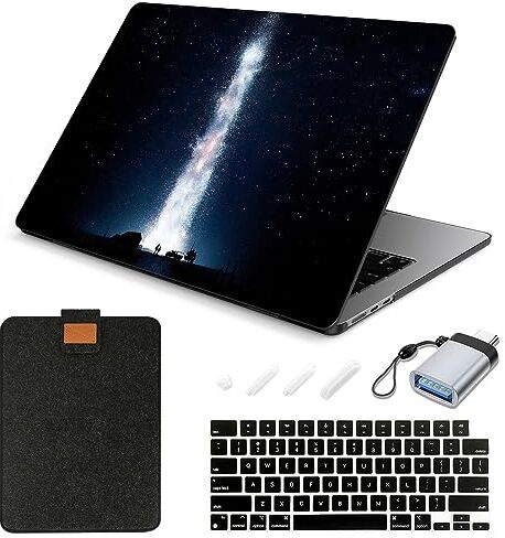 SanMuFly Compatible with MacBook Air 15 inch Case 2023 Release Model: A2941 M2 Chip, Crystal Black Plastic Hard Shell & Laptop Sleeve & Keyboard Cover For Macbook Air 15.3", Aurora 9