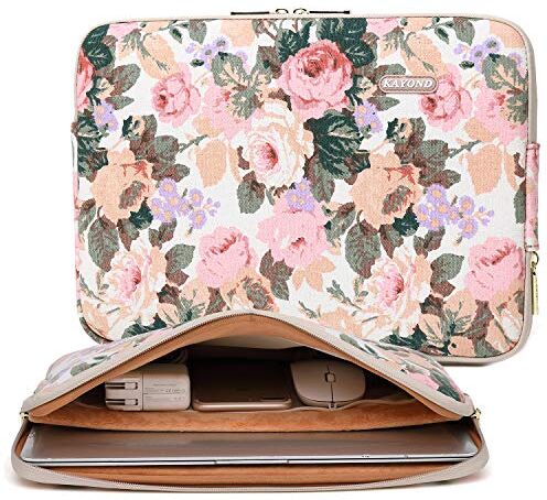 kayond Custodia in tela con tasca per computer portatile da 13,3 cm, impermeabile, impermeabile, 12,5, 13,3 cm, per MacBook Air 13, MacBook Pro 13, per iPad 12,9 cm, colore: Bianco Camelia