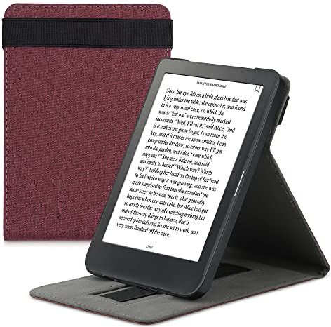 kwmobile Custodia Compatibile con Kobo Clara HD Cover Fascia e Leggìo Verticale e-Reader Flip Case Protezione Rosso