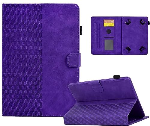 Vkooer Custodia universale per tablet da 10 pollici, in pelle di alta qualità, per tablet da 9,7", 10,1", 10,3", 10,4", 10,5", colore: viola